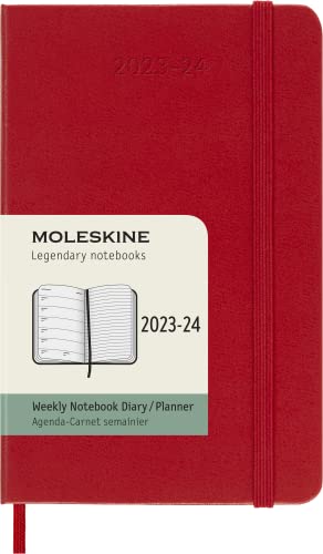 Moleskine Weekly Planner 2023-2024, Agenda 18-Mesi, Diario Accademico, Agenda Settimanale Con Copertina Rigida, Formato Tascabile 9 X 14 Cm , Colore R