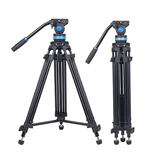 Sirui Sh-15 Treppiede Video In Alluminio Con Testa Fluida A 360°, Kit Treppiede Professionale Da 155 Cm Per Fotocamere Dslr, Carico Massimo 10Kg