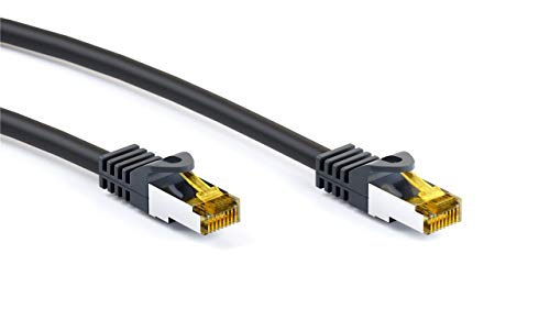 Goobay 91626 Rj45 Cavo Patch Cat 6A S/Ftp (Pimf) Con Cavo Grezzo Cat 7, Nero, 5M Lunghezza