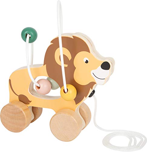 Small Foot 11705 Animale Da Tirare Leone, Con Gioco Activity Safari, A Partire Da 12 Mesi Toys, Multicolore