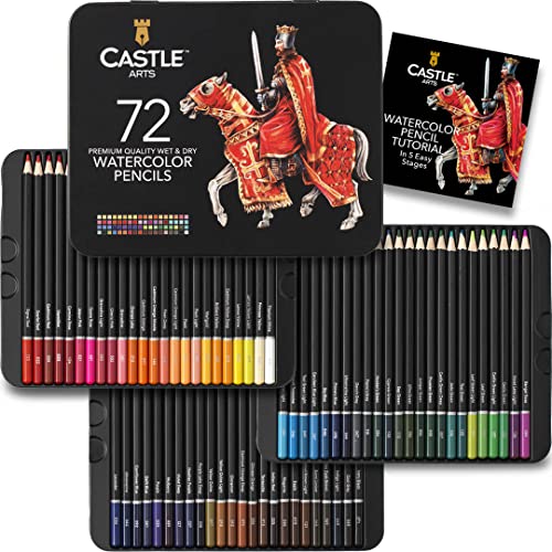 Castle Art Supplies Set 72 Matite Acquerellabili | Pigmenti Vibranti Per Mescolanze, Disegni E Dipinti | Per Professionisti E Hobbisti Adulti