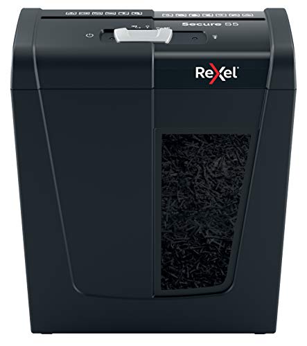 Rexel Secure S5, Distruggidocumenti Manuale Personal, 6-5 Fogli A4 (70-80 Gr/Mq), Taglio A Strisce, Sicurezza P-2, Capacità 10 Litri, 2020121