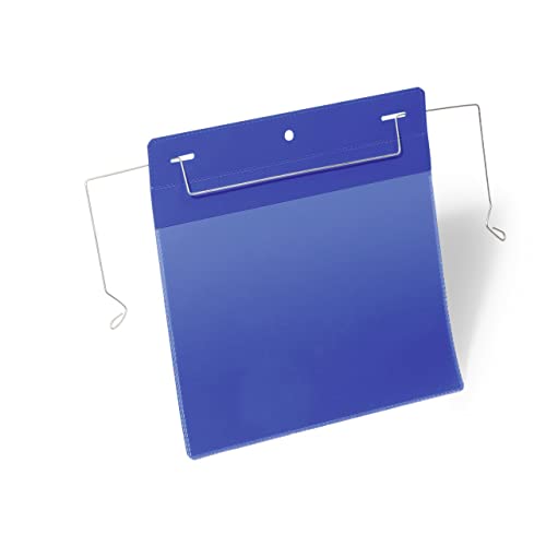 Durable 175207 - Buste Con Filo Metallico Di Aggancio, 329 X 226 Mm (L X H), Confezione Da 50 Pezzi, Blu