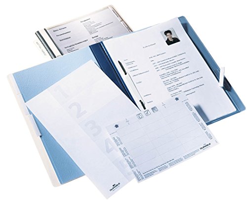 Durable 255506 - Cartellina Gestione Risorse Umane, Foglio Indice E Etichette, Tasca Interna, Asta Di Sospensione, Azzurro, Confezione Da 5 Pezzi