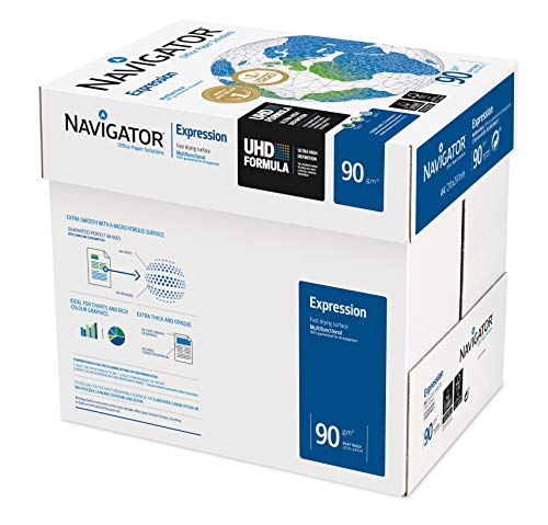 Navigator Expression Card Carta Premium Per Ufficio, Formato A4, 90 Gr, Confezione Da 5 Risme Da 500 Fogli