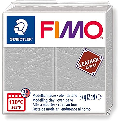 Staedtler- Fimo Leather-Effect Pasta Per Modellare In Forno, Colore Grigio Tortora, 57 G, 8010-809
