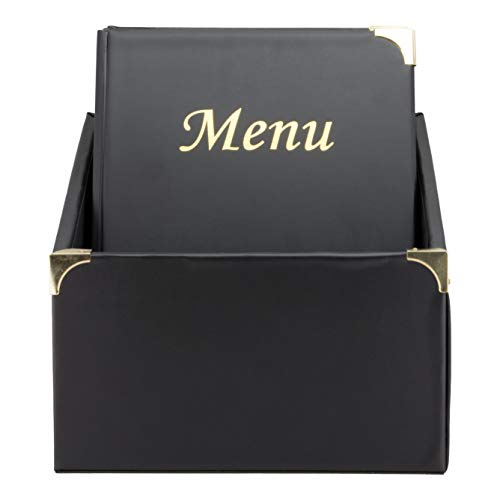 Securit Box Menu Basic - 10 Menu In Formato A4 - Nero Con 10 Pagine Non Removibili - Angoli Protettivi In Metallo