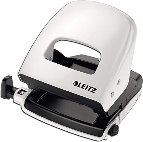 Leitz Perforatore, Capacità Fino A 30 Fogli, Barra Di Selezione Del Formato, Metallo, Gamma Wow, Box, 50081001, Bianco