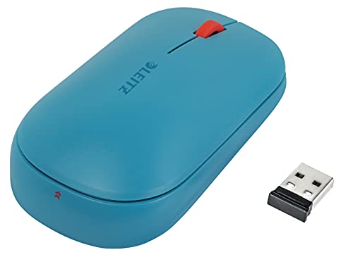 Leitz Sure Track Mouse Wireless, Design Ambidestro Per Laptop / Computer, Connessione Bluetooth O Dongle Usb-A Da 2.4 Ghz, Compatibile Con Windows, An