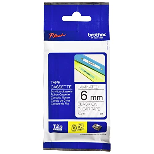 Brother Tze111 Nastro Laminato, 5.8 Mm, Nero/Bianco