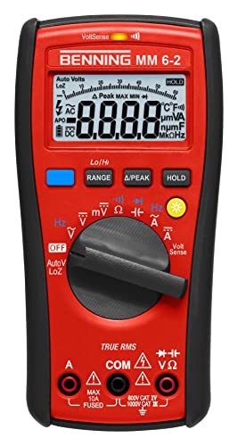 Benning Mm 6-2 44087 - Multimetro Digitale True Rms, Con Display Digitale, Misurazione Del Valore Effettivo, Custodia Inclusa