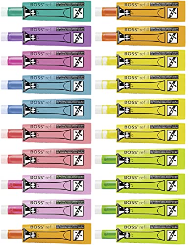 Ricarica Per Evidenziatore - Stabilo Boss Original Refill - Confezione Da 20 In 9 Colori Assortiti