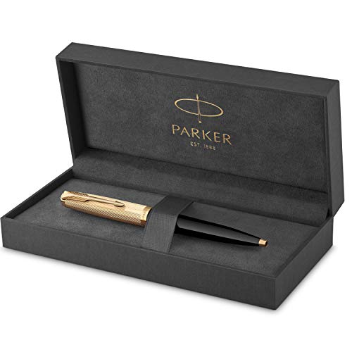 Parker 51 A Sfera, Corpo Nero Con Finiture In Oro, Pennino Medio In Oro 18 Carati Con Ricarica Di Inchiostro Nero, Confezione Regalo