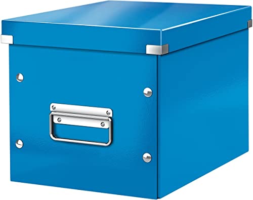Leitz Click & Store Wow Scatola Archivio Cubo Medio, Per Mantenere La Casa E L'Ufficio In Ordine, Azzurro, 61090036