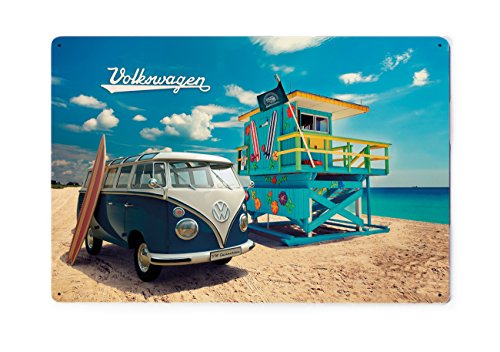 Brisa Vw Collection Volkswagen Cartello In Lamiera Retrò Volkswagen Per Decorazione Vintage, Idea Regalo In Metallo Con Design Campervan T1 Bus (Beach