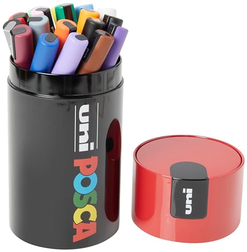 Posca - Uniposca Set Completo Con 18 Pennarelli Acrilici Assortiti, Punta Media 2,5 Mm - Colori Per Bambini E Artisti Uni Posca Validi Come Colori Per