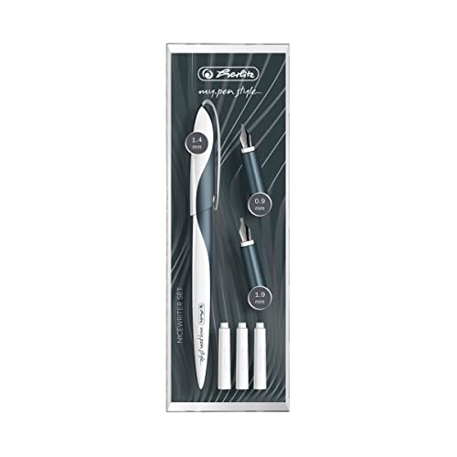 Herlitz 11360286 Calligraphy Nicewrite Set Stilografica Calligrafica My.Pen Con 3 Pennini In 3 Diverse Larghezze (0,9 – 1,4 – 1,9 Mm) E 3 Cartucce Per