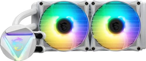 Msi Mag Coreliquid 240R V2 Kit Aio Per Raffreddamento Ad Acqua Cpu Bianco, Testa Rotante Argb Waterblock, Pompa Radiatore Integrata, Tubi Anti-Evapora