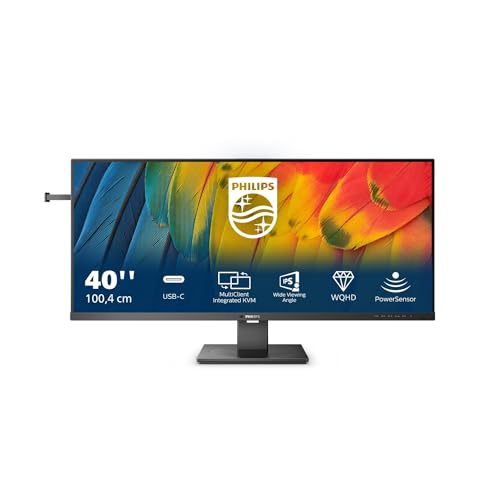 Philips 40B1U5600-40 Zoll Wqhd Monitor, Adaptive Sync, Altoparlanti, Regolazione Altezza, Hdr400 (3440X1440, 100 Hz, Hdmi, Displayport, Usb-C, Usb Hub