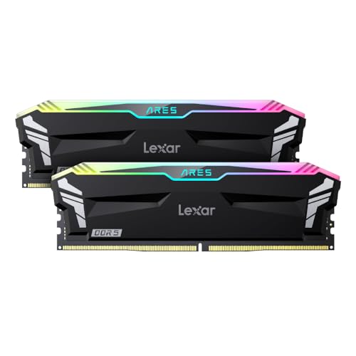 Kit+Barrettes+M%C3% A9Moire+32Gb+%282X16Go%29+Dimm+Ddr5+Lexar+Ares+Rgb+Pc5-51200+%286400+Mhz%29+%28Nero%29