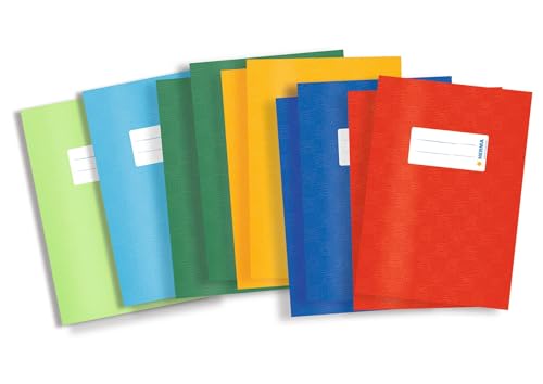 Herma - Copertina Per Quaderni, Formato A5, Con Etichetta Di Scrittura, Realizzata In Plastica Resistente E Lavabile, Per Scuola, 10 Pezzi, Colori Ass