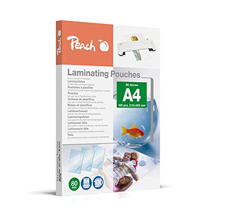 Peach Laminating Pouches A4, 80 Mic, Pp580-02,100-Pack
