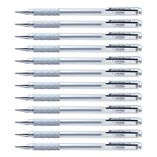 Pentel K118 Roller Gel Hybrid, Argento, 12 Pezzi