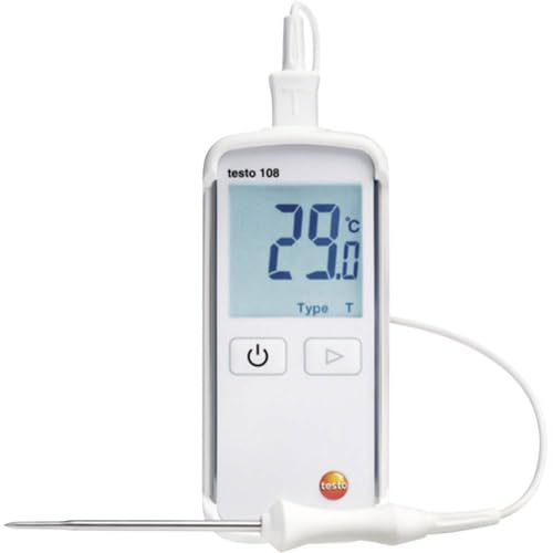 Testo 0563 1080 108 - Termometro, Impermeabile All'Acqua (Tipo T E K), Inclusa Sonda A Termocoppia Tipo T, Custodia Morbida E Protocollo Per Taratura
