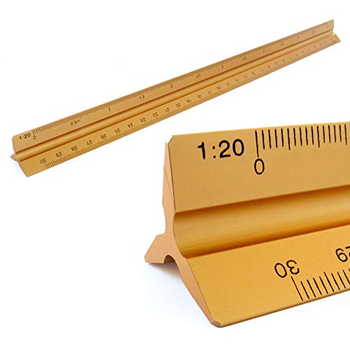 Righelli Alluminio Scala Righello Triangolare Scala Triangolare 1: 20, 1: 25, 1: 50, 1: 75, 1: 100, 1: 150, Lunghezza 30Cm Scala Triangolare