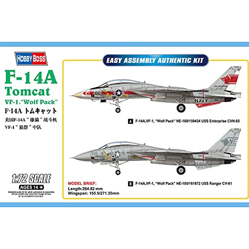 Hobbyboss-F-14A Tomcat Vf-1 "Pacchetto Lupo Cat Kit Per Modellismo, Colore Colorato, Large, 80279