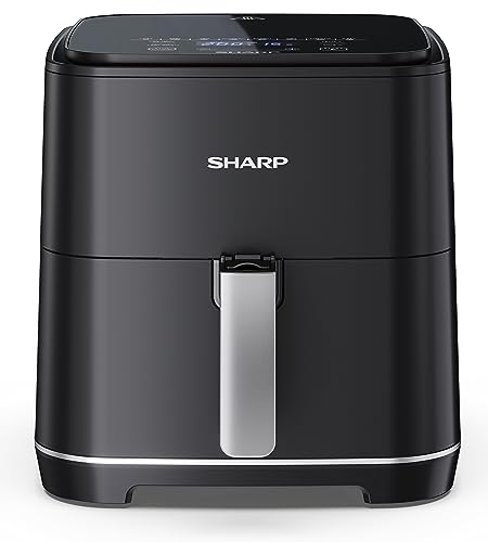 Sharp Af-Gs552Ae-B - Friggitrice Ad Aria Calda, 5,5 L, Con Controllo Digitale, Funzione Touch Screen, 8 Programmi, 1650 W, Nero, Cottura Senza Olio