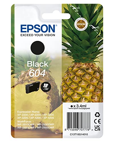 Epson 604 Serie Ananas Cartucce Per Stampante Getto D'Inchiostro, Formato Std, Stampe Affidabili Casa E Ufficio, Confezione Retail, Confezione Singola