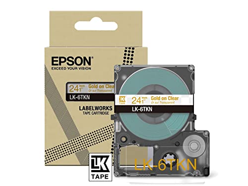 Epson Labelworks Lk-6Tkn Cartuccia A Nastro Per Etichettatura Compatibile Con Epson Labelworks Lw-C610 Trasparente Metallizzato/Oro 24Mm