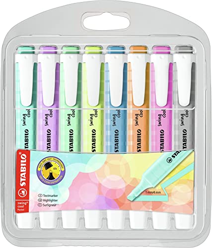 Evidenziatore - Stabilo Swing Cool Pastel - Astuccio Da 8 - Colori Assortiti
