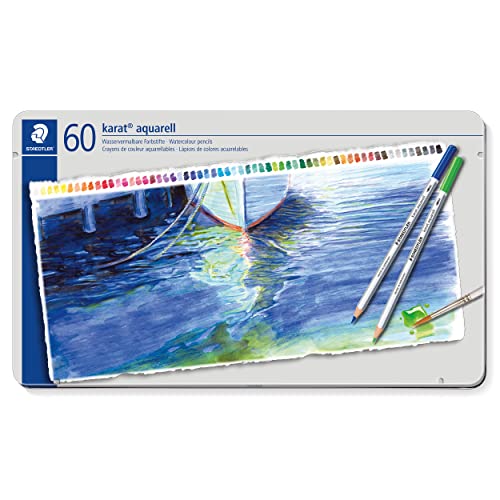Staedtler Karat Aquarell Matite Colorate Acquerellabili - Scatola In Metallo Da 60