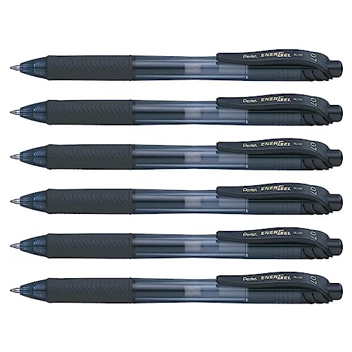 Pentel Energel-X Bl107 - Set Di 6 Penne Roller A Punta Fine, Colore: Nero