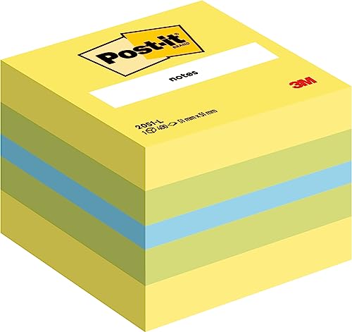 Post-It 34561 Mini Cubo Di Foglietti Adesivi Riposizionabili, 51 X 51 Mm, Multicolore (Verde/Giallo/Blu)