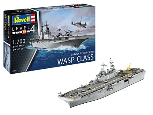 Tescoma- Revell Kit Modello In Scala 05178 Uss Wasp Class 1:700 Us Navy Assault Carrier, Colore Non Verniciato