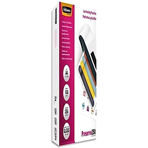 Fellowes 5401802 Pouches Lucide Preserve250, Formato A4, 250 Micron, Confezione Da 100 Pezzi