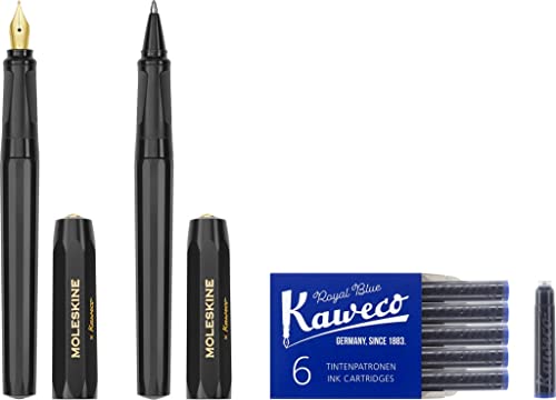 Moleskine X Kaweco, Penna Stilografica In Plastica Abs Con Pennino Misura M Placcato In Oro E Penna A Sfera Ricaricabile, Ricaricabile Con 1,0 Mm Di I