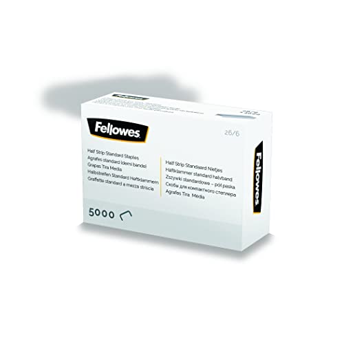 Fellowes 5117601 Punti Metallici 26/6Mm Per Cucitrici A Metà Striscia, Confezione Da 5000 Punti, Colore Argento
