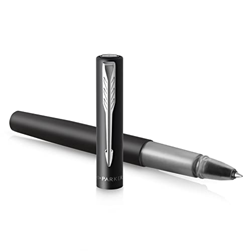 Parker Penna Roller Vector Xl | Laccatura Nero Metallizzato Su Ottone | Punta Sottile Con Ricarica Di Inchiostro Nero | Confezione Regalo