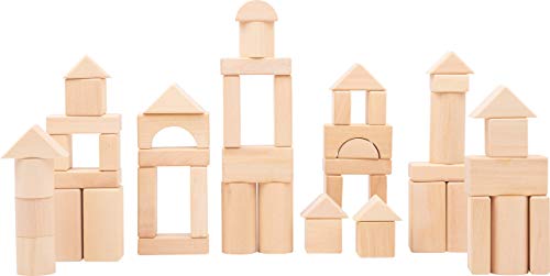 Small Foot-11396 Cubetti Natura, In Legno Certificato Fsc 100%, 50 Pezzi, Set Da Costruzione Robusto Giocattoli, Multicolore, 11396
