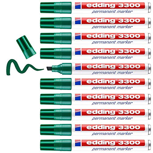 Edding 3300 – Pennarello Permanente, 10 Pezzi Verde