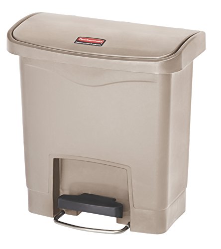 Rubbermaid Commercial Products 1883455 Stepon Cestino In Resina, Anteriore Passo, 15 L, Beige