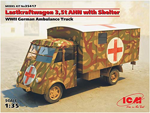 Icm- Renault 1:35-Lastkraftwagen 3,5 T Ahn Con Riparo, Colore Nero, Icm35417
