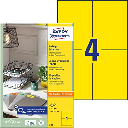 Avery Universal Labels, Yellow 105X148Mm