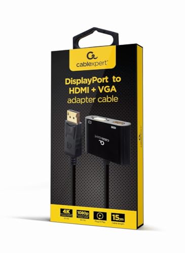 Gembird Display Port Maschio A Hdmi Femmina + Cavo Adattatore Vga Femmina Nero