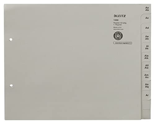Leitz Tauenpapier-Register, A-Z, Für 50 Ordner, Grau