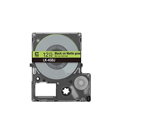 Epson Labelworks Lk-4Gbj Cartuccia A Nastro Per Etichettatura Compatibile Con Epson Labelworks Lw-C610 E Lw-C410 Verde Opaco/Nero 12Mm